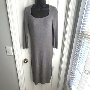 Banana Republic Grey midi dress with side slit- Medium